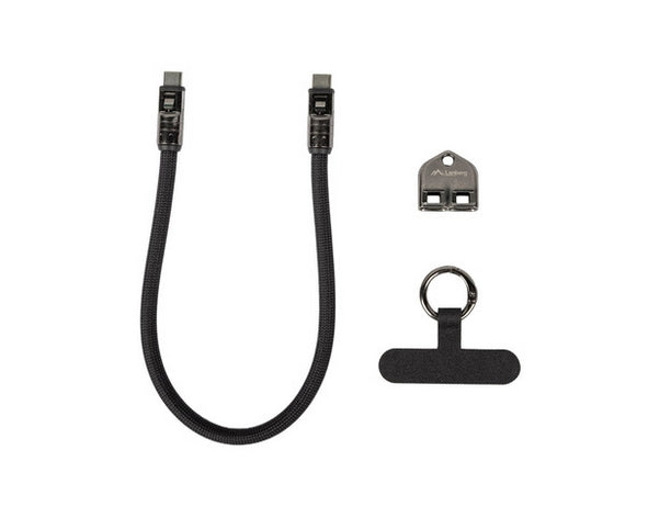 Кабел Lanberg USB-C M/M 2.0 0.3 м, черен