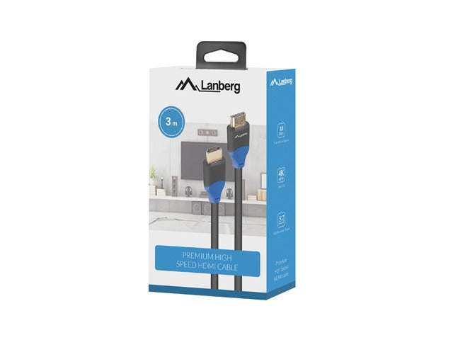 Lanberg HDMI M/M V2.0 кабел 3m 4K CU кутия, черен