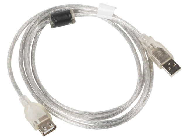 Cable, Lanberg extension cable USB 2.0 AM-AF, 1.8m, transparent ferrite