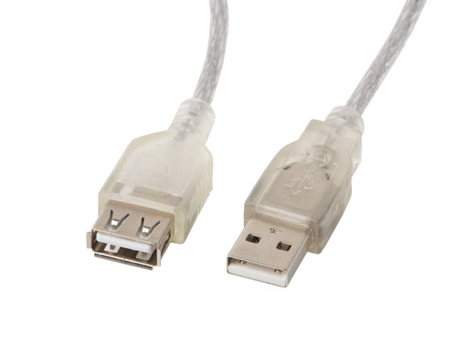 Lanberg удължителен кабел USB 2.0 AM-AF, 5m, прозрачен ферит