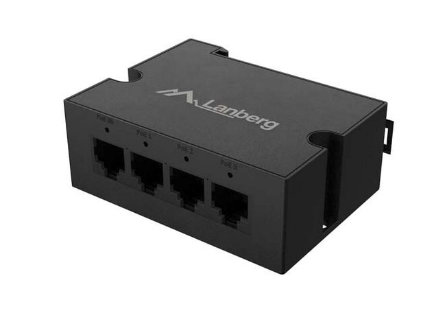 Lanberg POE разширител DIN-FE4-AT-30W 1 x IN 3 x OUT Fast Ethernet DIN шина AT 30W метални скоби
