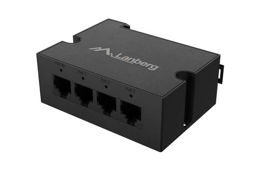 Lanberg POE разширител DIN-GE4-BT-90W 1 x ВХОД 3 x ИЗХОД Гигабитов Ethernet DIN шина BT 90W метални скоби