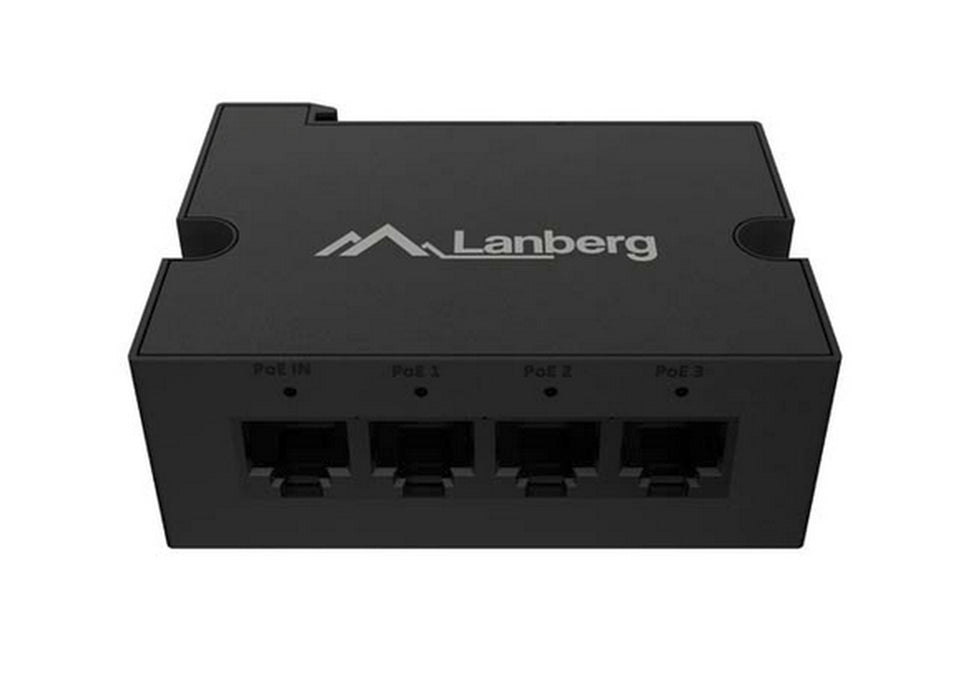Lanberg POE разширител DIN-GE4-BT-90W 1 x ВХОД 3 x ИЗХОД Гигабитов Ethernet DIN шина BT 90W метални скоби