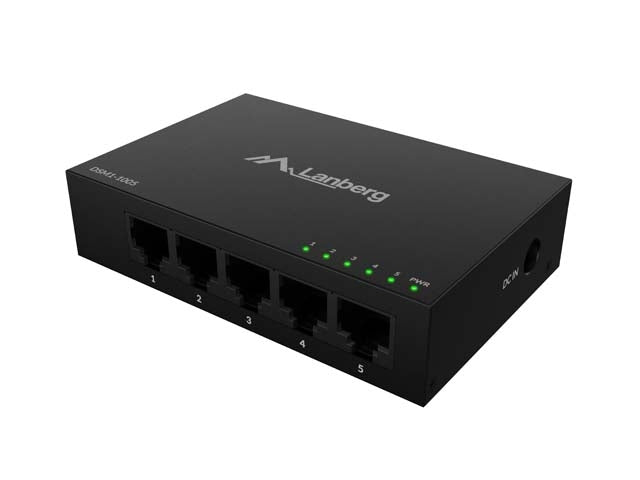 Lanberg комутатор DSM1-1005, 5 порта, 1GB/s 12V, метален корпус