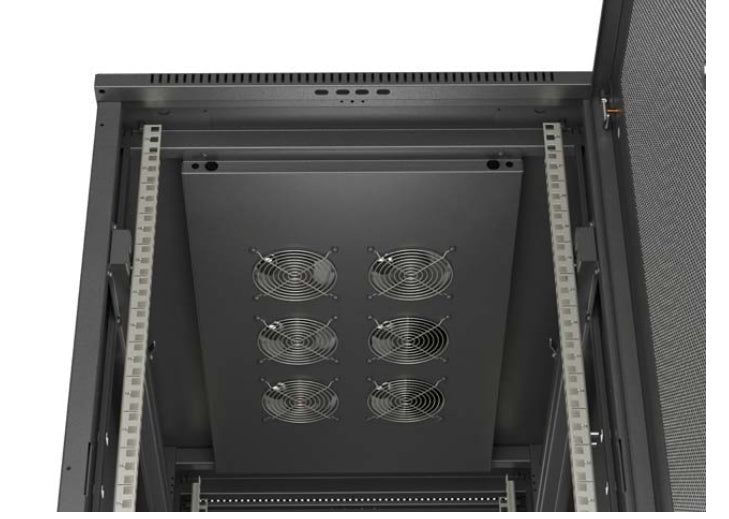 Шкаф за стелажи Lanberg 19" свободно стоящ 22U/600X1000 (плосък пакет) с мрежеста врата, черен
