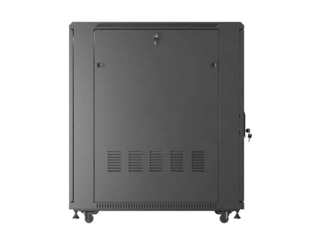 Шкаф за стелажи Lanberg 19" свободно стоящ 22U/600X1000 (плосък пакет) с мрежеста врата, черен