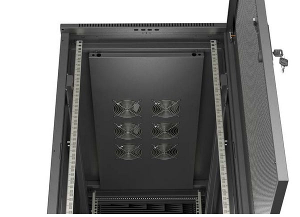Шкаф за стелажи Lanberg 19" свободно стоящ 22U/600X1200 (плосък пакет) с мрежеста врата, черен