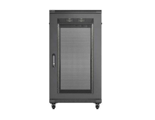 Шкаф за стелажи Lanberg 19" свободно стоящ 22U/600X1200 (плосък пакет) с мрежеста врата, черен