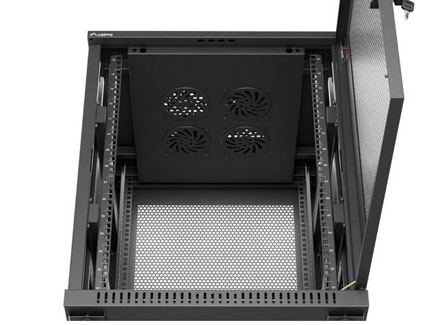 Шкаф за стелаж Lanberg 19" свободностоящ 15U/600X600 (FLAT PACK) с мрежеста врата, черен