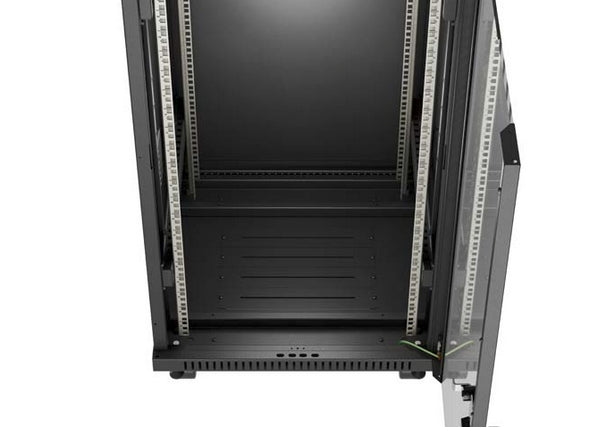 Шкаф за стелажи Lanberg 19" свободно стоящ 22U/600X600 (плосък пакет) със стъклена врата LCD черен V2