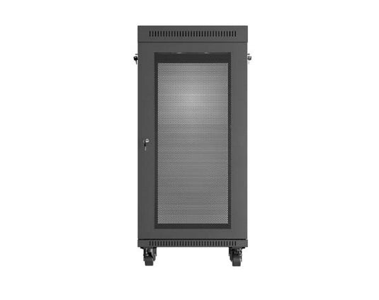 Шкаф за стелажи Lanberg 19" свободно стоящ 24U/600X600 (плосък пакет) с мрежеста врата LCD черен V2