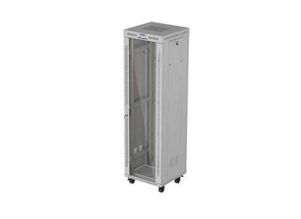 Шкаф за стелажи Lanberg 19" свободно стоящ 42U/600X600 (плосък пакет) със стъклена врата LCD сив V2