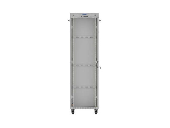 Шкаф за стелажи Lanberg 19" свободно стоящ 42U/600X600 (плосък пакет) със стъклена врата LCD сив V2
