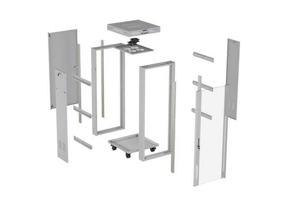 Шкаф за стелажи Lanberg 19" свободно стоящ 42U/600X600 (плосък пакет) със стъклена врата LCD сив V2