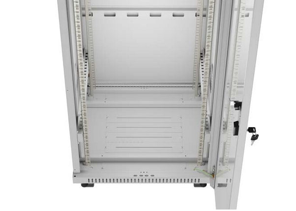 Шкаф за стелажи Lanberg 19" свободно стоящ 42U/600X600 (плосък пакет) със стъклена врата LCD сив V2