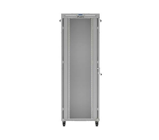 Шкаф за стелажи Lanberg 19" свободно стоящ 47U/800X1000 (плосък пакет) със стъклена врата LCD сив V2