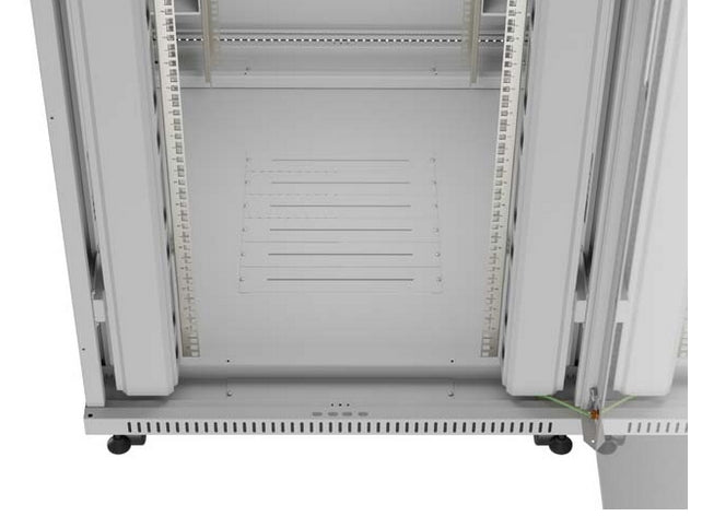 Шкаф за стелажи Lanberg 19" свободно стоящ 47U/800X1000 (плосък пакет) със стъклена врата LCD сив V2