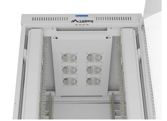 Шкаф за стелажи Lanberg 19" свободно стоящ 47U/800X1000 (плосък пакет) със стъклена врата LCD сив V2