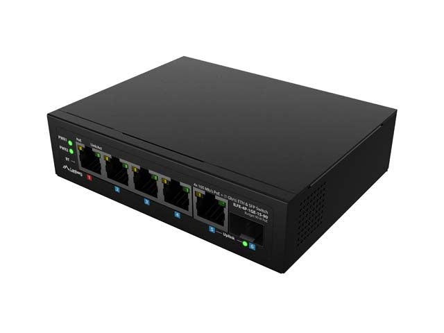 Комутатор Lanberg ILFE-4P-1Ge-1S-90 POE 1 x BT 3 x AT SFP/ETH DIN Неуправляем Fast Ethernet