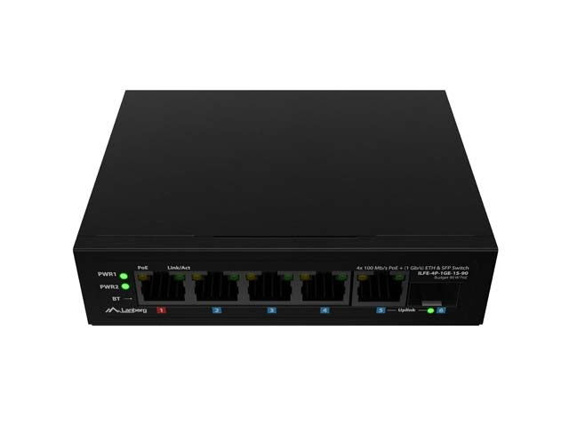 Комутатор Lanberg ILFE-4P-1Ge-1S-90 POE 1 x BT 3 x AT SFP/ETH DIN Неуправляем Fast Ethernet