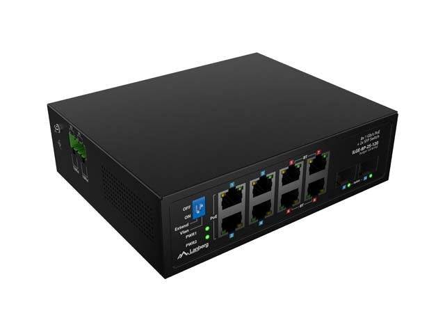 Комутатор Lanberg ILGE-8P-2S-120 POE 4 x BT 4 x AT 2 x SFP DIN Неуправляем Gigabit Ethernet
