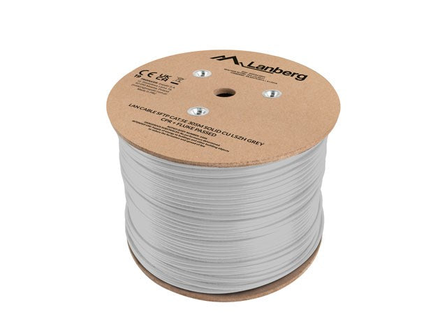 LAN КАБЕЛ LANBERG SFTP CAT.5E 305M, ЕДРОЖДЕН CU, LSZH, СИВ, CPR + FLUKE, ИЗПЪЛНЕН