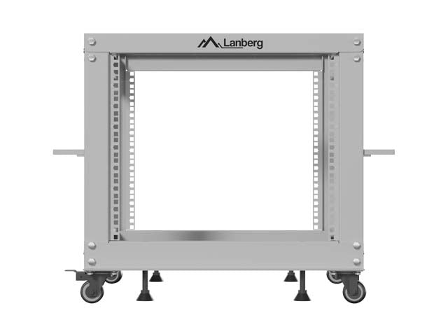 Отворен шкаф Lanberg 19" 9U 600x600-1100, регулируем, сив