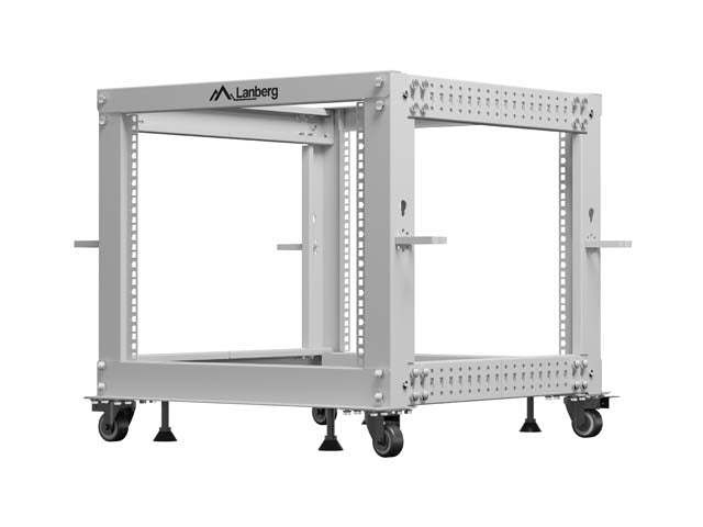 Отворен шкаф Lanberg 19" 9U 600x600-1100, регулируем, сив