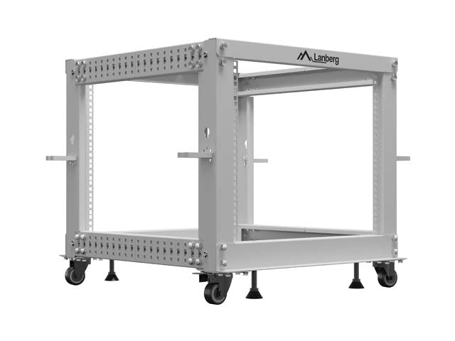 Отворен шкаф Lanberg 19" 9U 600x600-1100, регулируем, сив