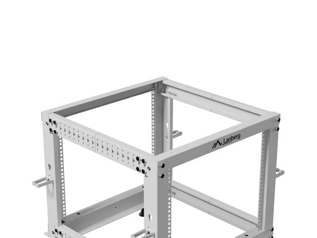 Отворен шкаф Lanberg 19" 9U 600x600-1100, регулируем, сив