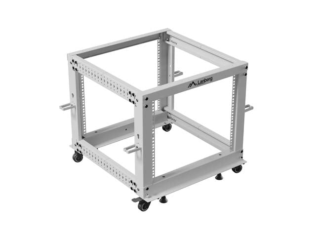 Отворен шкаф Lanberg 19" 9U 600x600-1100, регулируем, сив