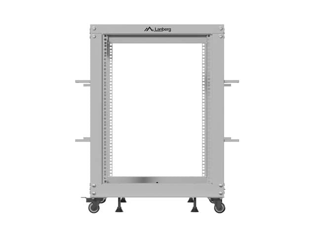 Отворен шкаф Lanberg 19" 15U 600x600-1100, регулируем, сив
