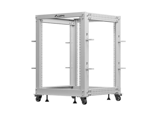 Отворен шкаф Lanberg 19" 15U 600x600-1100, регулируем, сив