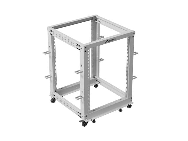 Отворен шкаф Lanberg 19" 15U 600x600-1100, регулируем, сив