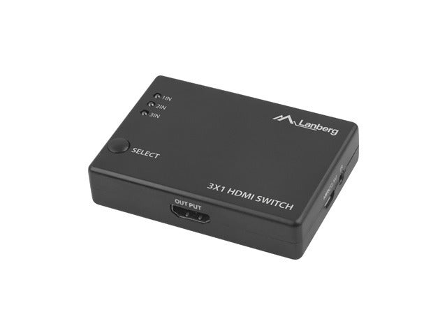 Lanberg Video Switch 3x HDMI + Micro USB порт + Дистанционно управление, черен