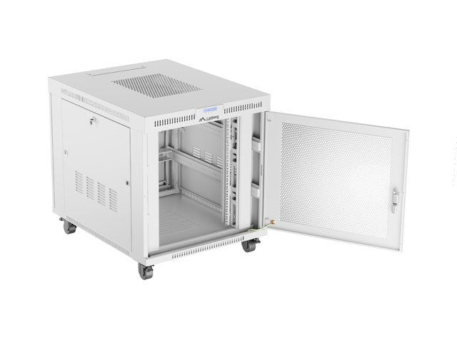 Свободно стоящ шкаф за стелажи 19" 15U 800x1000 сив перфориран врата LCD Lanberg (плоска опаковка)
