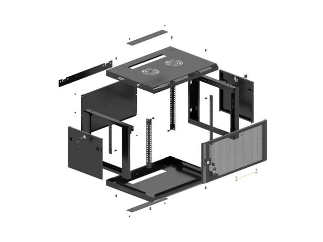 Шкаф за стенен монтаж Lanberg WF01-6612-23B, 12U, черен