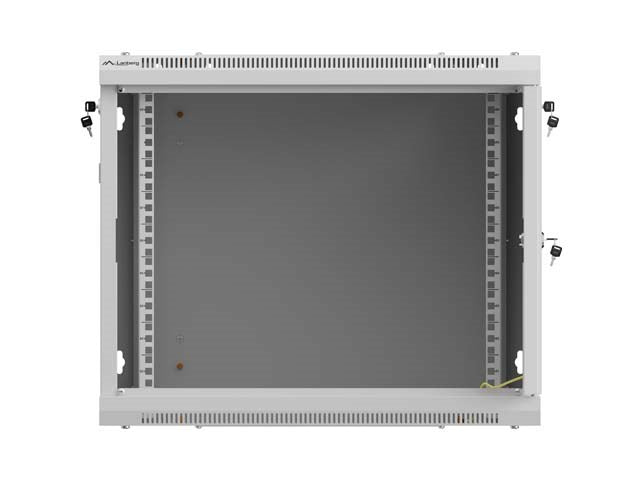 Стенен шкаф за стена 19" 9U 600x600 сив перфориран врата Lanberg (плоска опаковка)