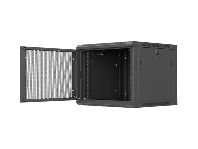 Шкаф Lanberg 19" стенен монтаж 9U / 600x600 за самостоятелно сглобяване (плоска опаковка), черен