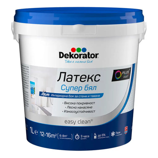 ЛАТЕКС СУПЕР БЯЛ 1 L DEKORATOR