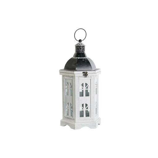 Latern DKD Home Decor Завършек със състаряващо покритие Бял