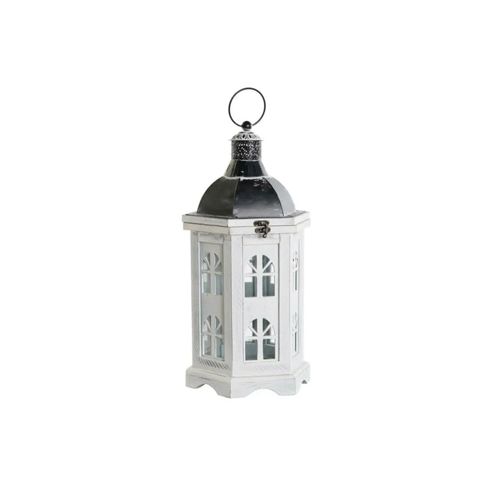Latern DKD Home Decor Завършек със състаряващо покритие Бял