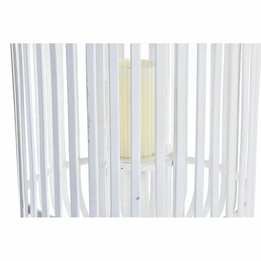 Latern DKD Home Decor Кристал Бял Бамбук (28 x 28 x 47 cm)