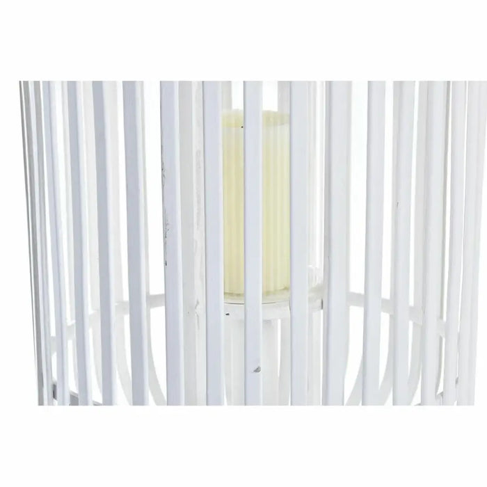 Latern DKD Home Decor Кристал Бял Бамбук (28 x 28 x 47 cm)