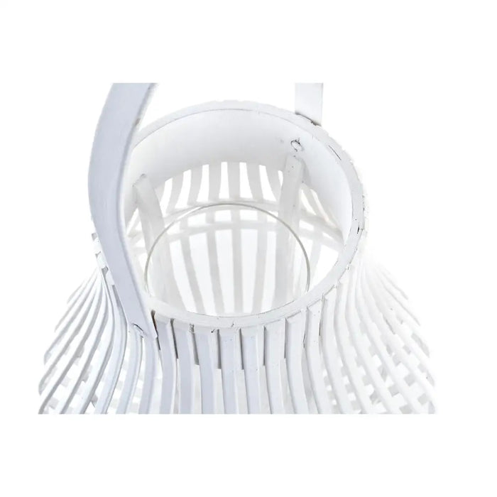 Latern DKD Home Decor Бял Многоцветен Метал Бамбук Кристал