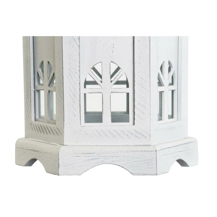 Latern DKD Home Decor Завършек със състаряващо покритие Бял