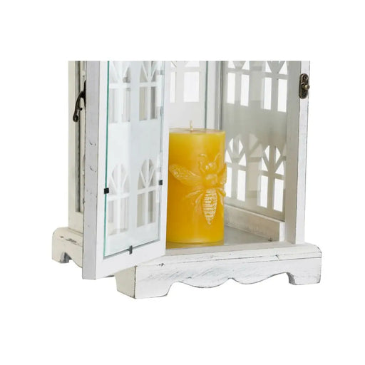 Latern DKD Home Decor Завършек със състаряващо покритие Бял