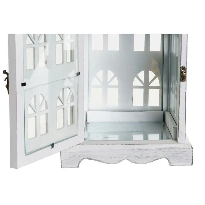 Latern DKD Home Decor Завършек със състаряващо покритие Бял