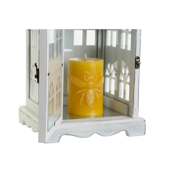 Latern DKD Home Decor Завършек със състаряващо покритие Бял