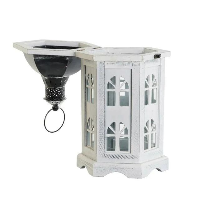 Latern DKD Home Decor Завършек със състаряващо покритие Бял